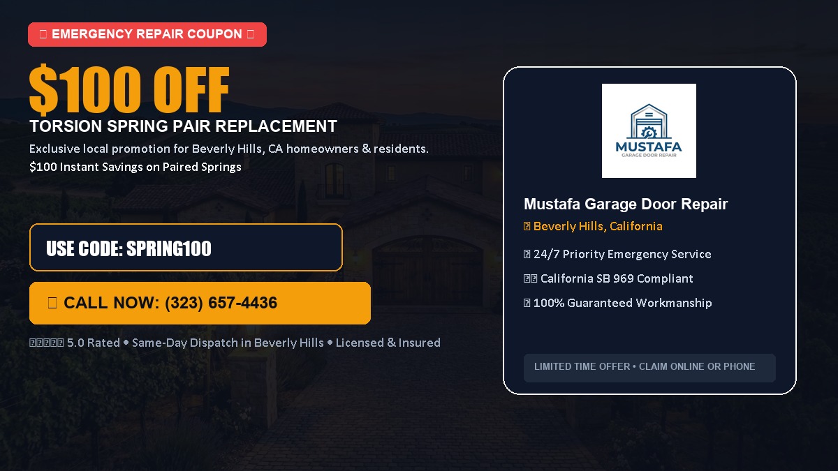 $100 OFF Heavy-Duty Torsion Spring Pair Replacement in Beverly Hills, CA