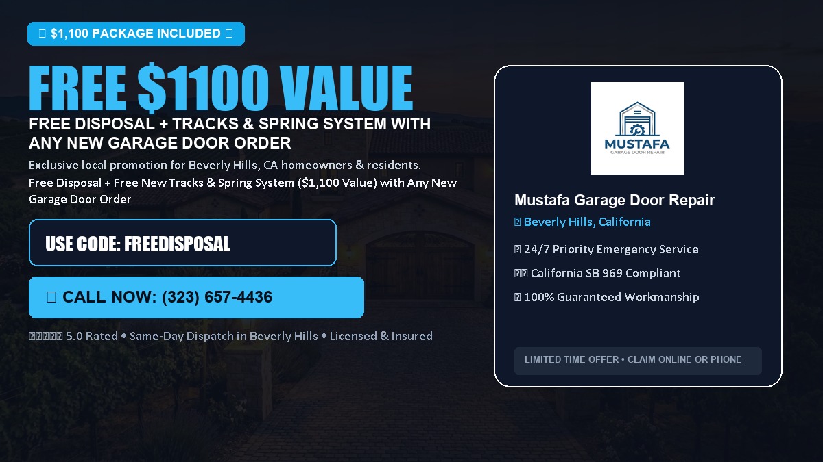 Free Disposal + Free New Tracks & Spring System with Any New Garage Door Order ($1100 Value) in Beverly Hills, CA